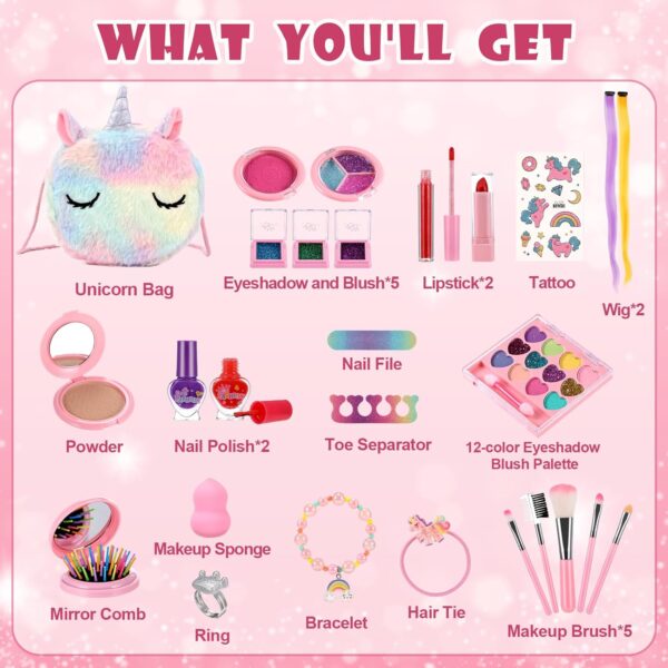 Anpro Pretend Makeup Sets for Girls, Kid-Safe Washable Fake Play Real Make up Set Starter kit, Childrens Princess Pretend Play Toys Presents, Birthday Toys Gift for 3 -12 Years Old Girl