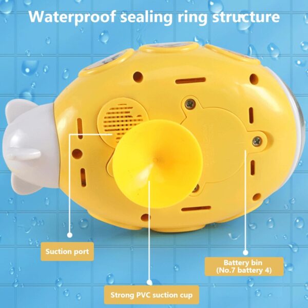 Baby Bath Toy with Shower Head Electric Submarine Bathtub Toy Sprinkler Shower Head Pool Spray Water No Battery Yellow