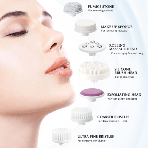 COSLUS Facial Spin Brush Face Cleansing: 7 in 1 Electric Exfoliator Spinning Cleanser Device Waterproof Face Gentle Cleanning, Exfoliating, Scrubbing Skin Care for Women Men Teenage Girls Set