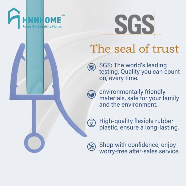 HNNHOME Pre Curve Rubber Plastic Bath Shower Screen Seal Strip for 4-6mm Glass Door Curved 5-10mm Gap (Curved)