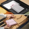 Benbilry Foldable Travel Makeup Mirror with Lights and 20X Magnification, Rechargeable Tabletop LED Vanity Mirror with Adjustable Stand, 3-Colored Dimmable Lighting, Portable Cosmetic Mirror, Pink
