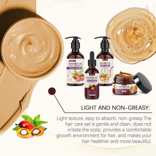 Batana Oil Volumizing Hair Care Set, Repairs Frizzy Hair, Deep Nourishes Scalp, Smooth Hair Travel Set for Women and Men Include Shampoo Conditioner Hair Mask Hair Oil
