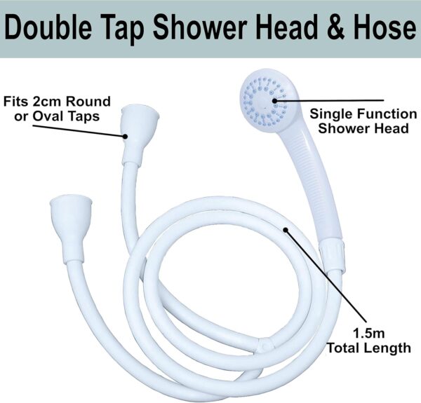 Home Flair Portable Shower | Push On Tap Shower Head and Hose | Shower Attachment for Bath Taps | | Dog Shower | Camping Shower (1.5M Long Will Fit a 2cm Wide Hot & Cold Tap)