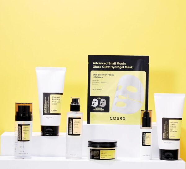 COSRX Advanced Snail Mucin Glass Glow Hydrogel Face Masks Skincare, Collagen Face Mask, Overnight Peel Off Korean Face Mask for Hydration Boost, Glass Skin Face Mask Korean Skincare, Pack of 3
