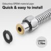 H&S Stainless Steel Long Shower Hose for Bath Taps with 2 Washers, 1.75m (69”) Universal Replacement Shower Hoses, Extra Shower Pipe Chrome Finish, Anti Kink & High Flow Flexible Handheld Extension