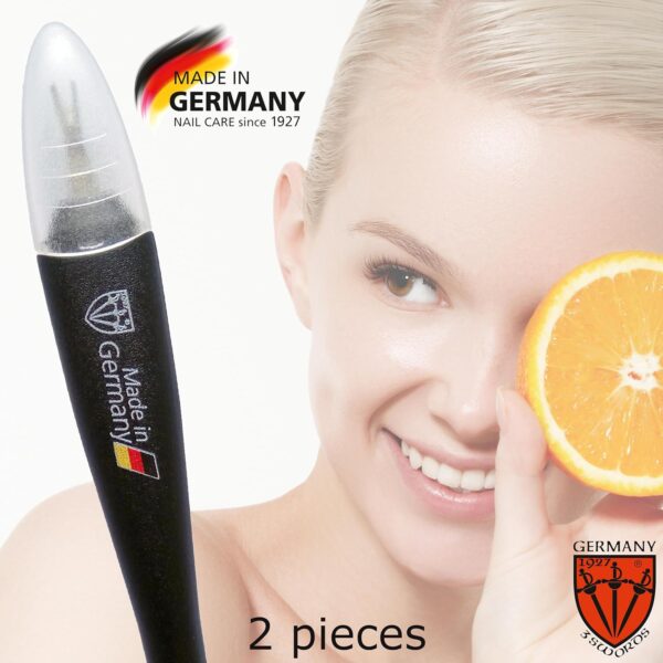 3 Swords Germany - brand quality CUTICLE REMOVER TRIMMER KNIFE (2 pieces) manicure pedicure grooming for professional finger & toe nail care by 3 Swords, Made in Germany (7865)