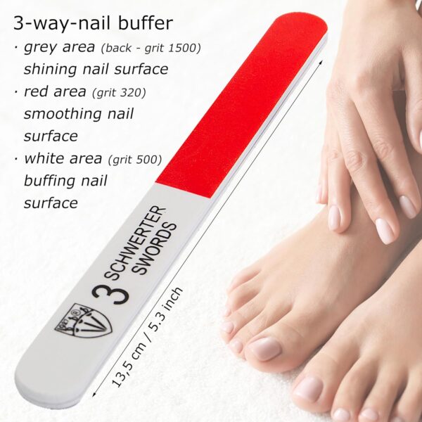 3 Swords Germany - Sapphire Metal Nail File 2 Pieces with 1 Piece 3-Way Nail Buffer – Nail Care for You Made in Germany