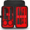 Manicure Pedicure Set Nail Clippers Kit 7 Pcs Stainless Steel Hygiene Kit Portable Nail Trimming set and Grooming Tools with Fine Leather Case [Gift Box] (Black)