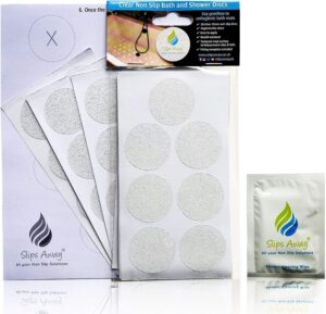 Non-Slip Bath & Shower 28x Clear Stickers - FREE FITTING TEMPLATE INCLUDED - Modern Stylish Alternative to a Rubber Suction Mat - Strong Textured Adhesive Anti Skid Safety Discs - SLIPS AWAY®