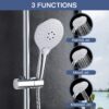 Coleniny Shower System with Diverter Chrome, Shower Mixer Set with 21cm Round Overhead Rainfall Shower Head, 3-Function Handheld Shower, Riser Rail, Adjustable Height Anti Scald Shower Set
