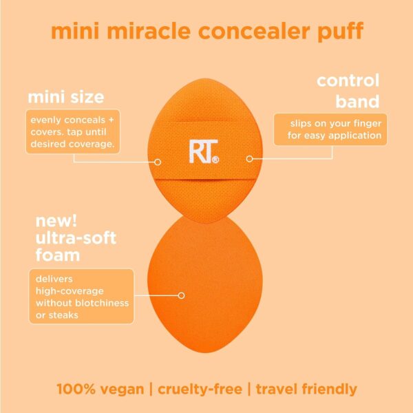 Real Techniques Mini Miracle Concealer Puff Trio, Small Makeup Puff For Liquid and Cream Foundation and Concealer, Targeted Concealing, Travel Friendly and Reusable, Vegan and Cruelty Free, 3 Count