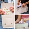 Ptwola 3pcs Small Makeup Bag for Purse, Mini Portable Printed Cosmetic Bags Waterproof No Zipper Self-Closing Travel Storage Pouch for Headphones Jewelry Coin Lipstick