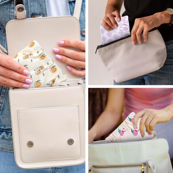 Ptwola 3pcs Small Makeup Bag for Purse, Mini Portable Printed Cosmetic Bags Waterproof No Zipper Self-Closing Travel Storage Pouch for Headphones Jewelry Coin Lipstick
