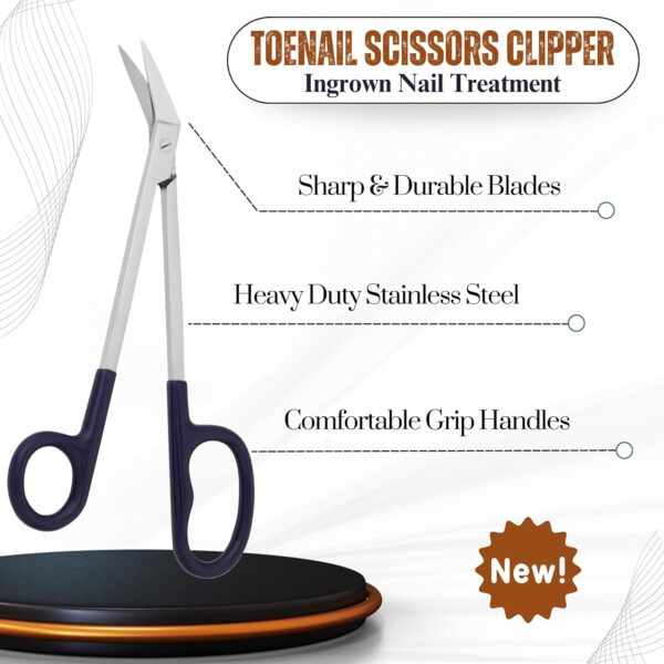 ASM® Extra Long Toe Nail Scissors Clipper Cutters for Thick Nail Arthritis Manicure Pedicure Chiropody Podiatry 7"-7.5" Nail Scissor & Nail File Set for Senior Men and Women Set for Nail Care