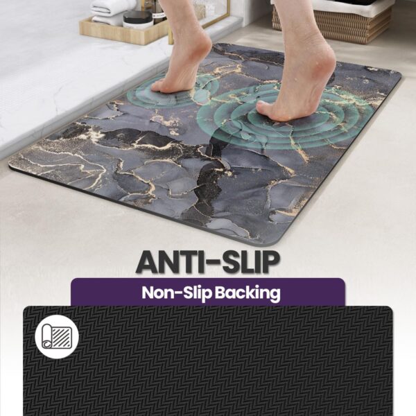 DEXI Non-Slip Bath Mat 43 x 80 cm, Super Absorbent Quick Drying Shower Mats, Easy to Clean, Bathroom Accessories Decor, Dark Gray