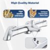 PURAGEIR Thermostatic Bath Tap, Deck Mount Shower Tap with Anti-Scald Control, Chrome Bathtub Mount