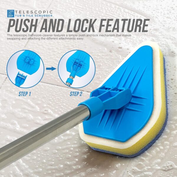 Bathroom Tile Cleaner Telescopic Shower Mop Extendable Bath Cleaning Scrubber Tool (New Telescopic Bathroom Cleaning Kit)