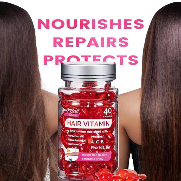 Hussell Hair Treatment Serum - 40 Hair Care Capsules - No Rinse - With Argan Macadamia & Avocado Oils - Vitamins A, E, & Pro B5 - Conditioner for Women & Men