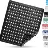 DOPROP Square Black Non Slip Shower Mat for Inside Shower 53x53cm BPA Free Latex Free PVC Bath Mat for Walk In Shower Tray with Suction Cup Drain Holes Machine Washable Safety Bathroom Mat For Elderly