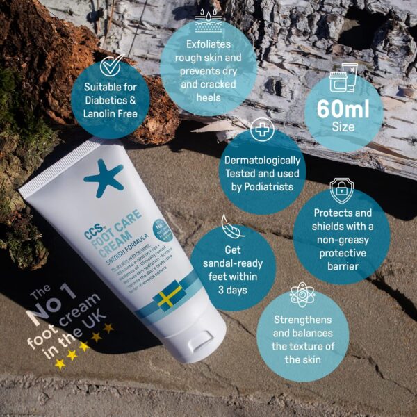 CCS Professional Foot Care Cream 60 ml - Moisturise and Protect Dry and Callused Feet, Contains 10% Urea and Eucalyptus Oil, Clinically Tested, Suitable for Diabetics