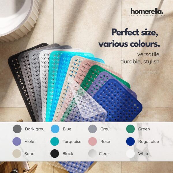 Homerella Bath Mat Non-Slip Skin Sensitive 88 x 39 cm Including Hanging | Non Slip Bath Mat BPA Free | Shower Mat Mould Resistant & Machine Washable