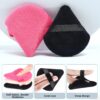 HEYMKGO Triangle Powder Puffs for Pressed Powder, 4 Pcs, Velvet Setting Makeup Sponge with Strap, Reusable Wet Dry Dual-use Face Make Up Cosmetics Cleansing Beauty Puff