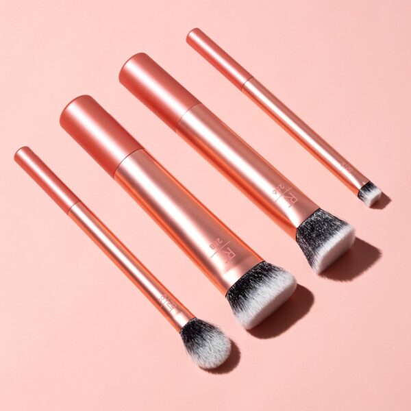 Real Techniques Face Base Makeup Brush Kit, For Concealer, Foundation, & Contour, Works With Liquid, Cream & Powder Products, Staples For Blending & Buffing, 4 Piece Set