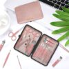 ZIZZON Manicure Set 18 in 1 Professional Pedicure Set Nail scissors Grooming Kit with Leather Travel Case Pink