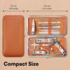 H&S Manicure Set for Women & Men - Manicure & Pedicure tools & Accessories - 14 pcs - Stainless Steel Nail Clippers Set & Cuticle Remover - Cutter Trimming Grooming Tools - w/Leather Case - Nail Kit