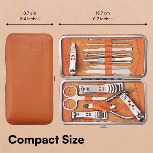 H&S Manicure Set for Women & Men - Manicure & Pedicure tools & Accessories - 14 pcs - Stainless Steel Nail Clippers Set & Cuticle Remover - Cutter Trimming Grooming Tools - w/Leather Case - Nail Kit