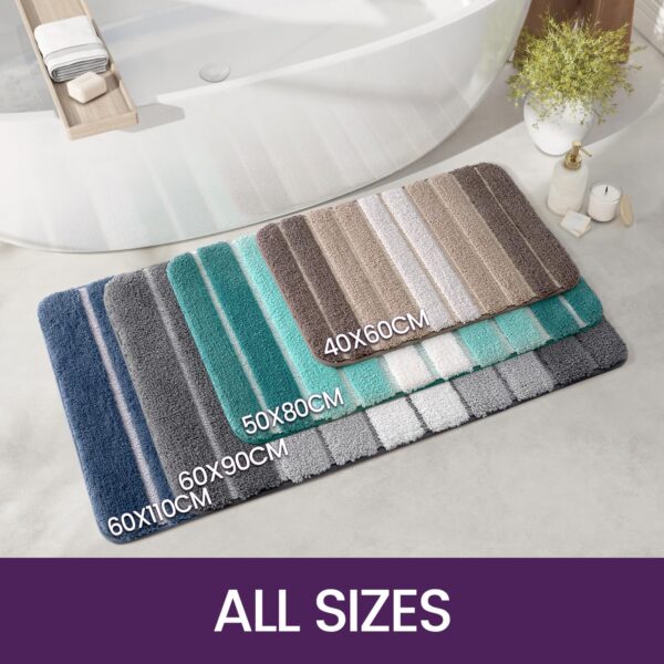 DEXI Bath Mat 50 x 80 cm, Extra Soft Absorbent Microfiber, Non-Slip Washable Rugs for Shower Floor, Bathmat Bathroom Accessories Decor, Blue