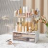 SONGMICS 4-Layer Makeup Organiser, Skincare Organiser, 4 Dividers, Anti-Slip Design, Bathroom Counter Organser, Versatile for Vanity Bedroom Kitchen, 20 x 32 x 39.1 cm, Transparent JKA021W02