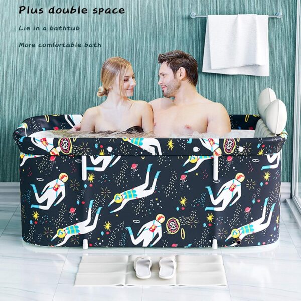HWGING Foldable Bathtub Adults, 120 x 55 cm, Portable, Collapsible, PVC and Peach Skin Composite, Modern, Textured, Freestanding, B Color