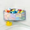 Munchkin High'n Dry Baby Bath Toy Storage Basket| Hanging Bath Tidy for Corner Bath Wall| Soft Baby Bath Caddy & Bath Organiser Rack| Shower & Bath Toy Holder| Bathroom Toy Net with Suction Cups