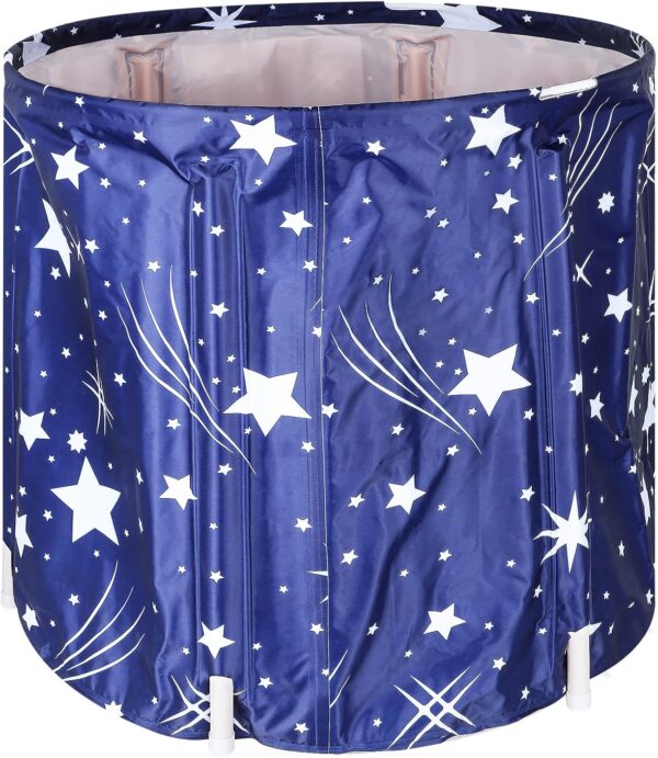 Dhouse Portable Bathtub 68 X 65CM 230L Foldable Free Standing Soaking Bath Tub Adult SPA Bathtub for Student Home Camping (Starry Blue)