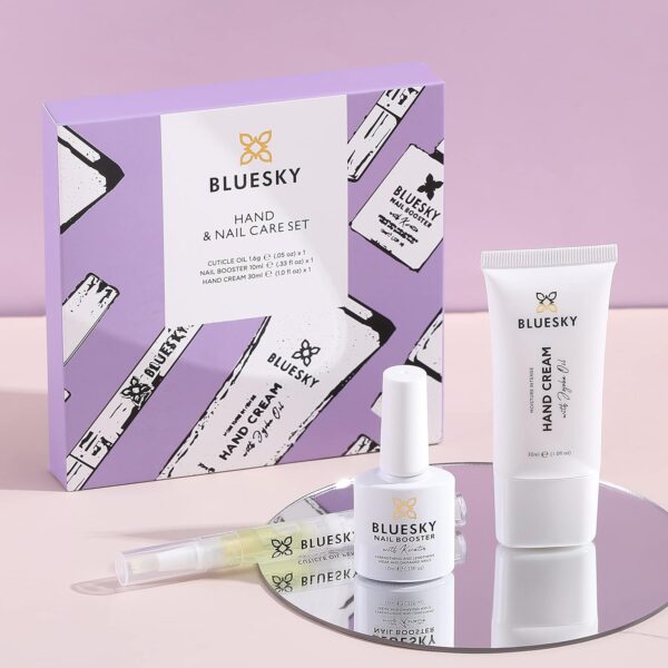 BLUESKY Hand and Nail Care Kit For Damaged Nails, Cuticle Oil Pen, Hand Cream, Nail Growth Booster, 3 Piece Gift Set, Clear