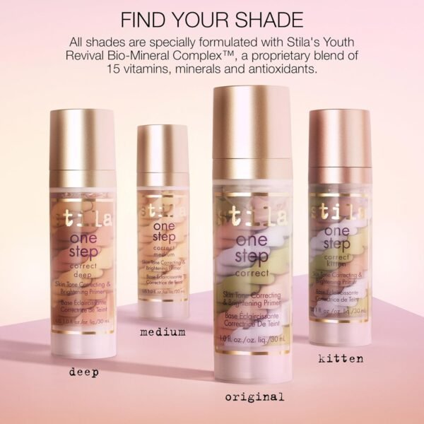 Stila One Step Correct Skin Tone Color Corrector – All in 1 Brightening Primer Serum & Make-up Primer for Even Skin - 30ml