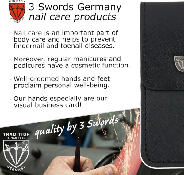 3 Swords Germany - Brand Quality 2 Piece Manicure Pedicure Grooming kit Set Finger & Toe Nail Clipper in Synthetic Leather case - Made by 3 Swords (6721)