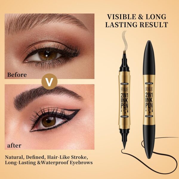 Microblading Pencil with 4 Fine Microfork Tips - Long-Lasting Waterproof, Smudge-Proof Eyebrow Shaping Tool for Natural Eyebrow Shaping (Dark Brown)