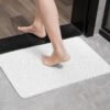 HITSLAM Shower mat Non Slip, 60 x 40 CM Non Slip Bath Mat with Drain, Soft PVC Loofah Shower Bath Mat for Tub, Quick Drying Shower Mat for Bathroom, White