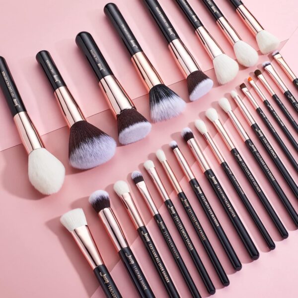 Jessup Brand 25pcs Professional Makeup Brush Set Beauty Cosmetic Foundation Powder Blush Eyeshadow Blending Highlighter Natural-Synthetic Hair Brushes (Black/Rose Gold) T155