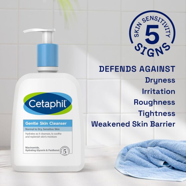 Cetaphil Gentle Skin Cleanser, 473ml, Face & Body Wash, For Normal To Dry Sensitive Skin, With Niacinamide & Glycerin, Soap Free