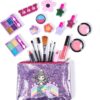 Yetech Kids Washable Makeup Set, 23PCS Safety Tested Real Cosmetics Kit for Kids With Mermaid Bag Birthday for Girls Age 4-8
