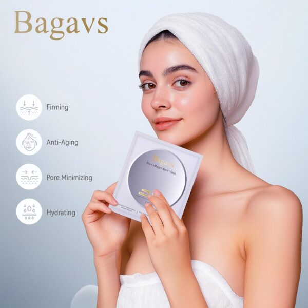 Bio Collagen Face Mask Overnight Hydrating Mask for Skin Care, Pore Minimizing, Anti-Aging, Pack of 4