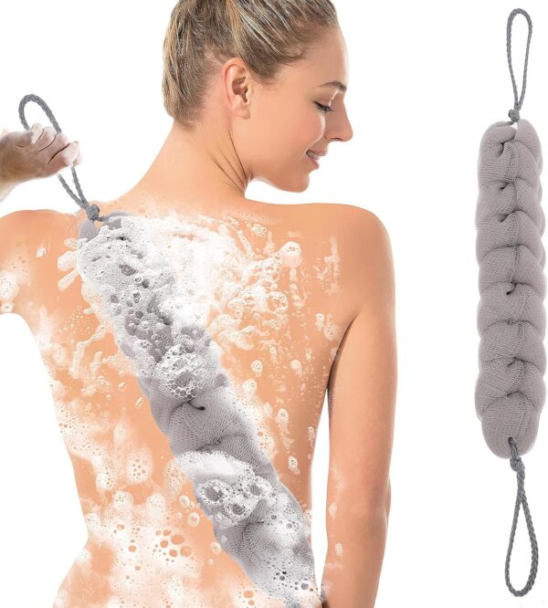 816bEzW-zL._AC_SL1500_.jpg Sibba 1 PC Back Scrubber Shower Body Wash Sponge Loofah Bath Large Long Extended Puffs Stick Exfoliating Washing Removable Head Exfoliate Set Pack Mitts Soft Mesh Stretch Braided Strips Brush