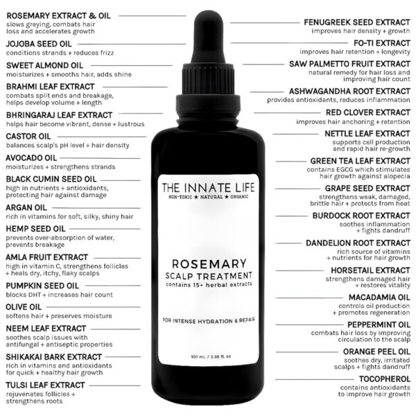 Rosemary Scalp Treatment | Nourish with Rosemary Oil, Strengthen Follicles, Hydrate Scalp, Prevent Hair Loss, Ideal for Healthier Hair - Organic Hair Care Solution