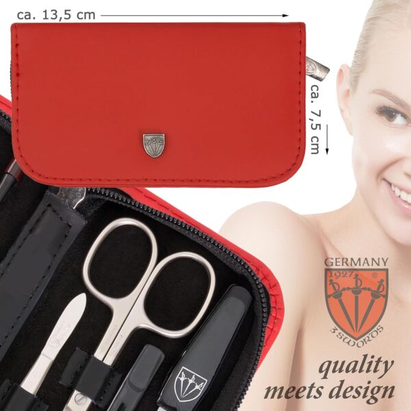 3 Swords Germany - brand quality 8 piece manicure pedicure grooming kit set for professional finger & toe nail care scissors clipper fashion leather case in gift box, Made by 3 Swords (6622)