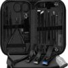 Manicure Set Pedicure Kit, 16 Pcs Stainless Steel Nail Clippers Set, Professional Nail Care Tools Grooming Kit with Portable Travel Leather Case for Men Women Black
