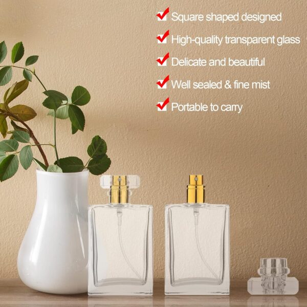 BLMHTWO 2PCS Glass Refillable Perfume Bottle, 30ml/1oz Clear Screw Bottles Cosmetic Fine Mist Atomizer Empty Perfume Atomiser with Mist Pump Portable for Fragrance Oil Travel