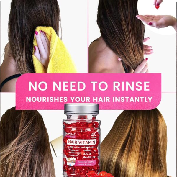 Hussell Hair Treatment Serum - 40 Hair Care Capsules - No Rinse - With Argan Macadamia & Avocado Oils - Vitamins A, E, & Pro B5 - Conditioner for Women & Men